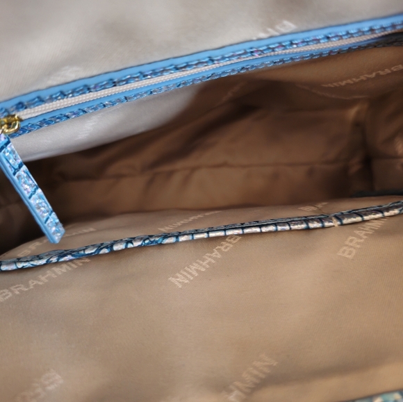 Iridescent Blue Crocodile-Embossed Backpack - Picture 11 of 11